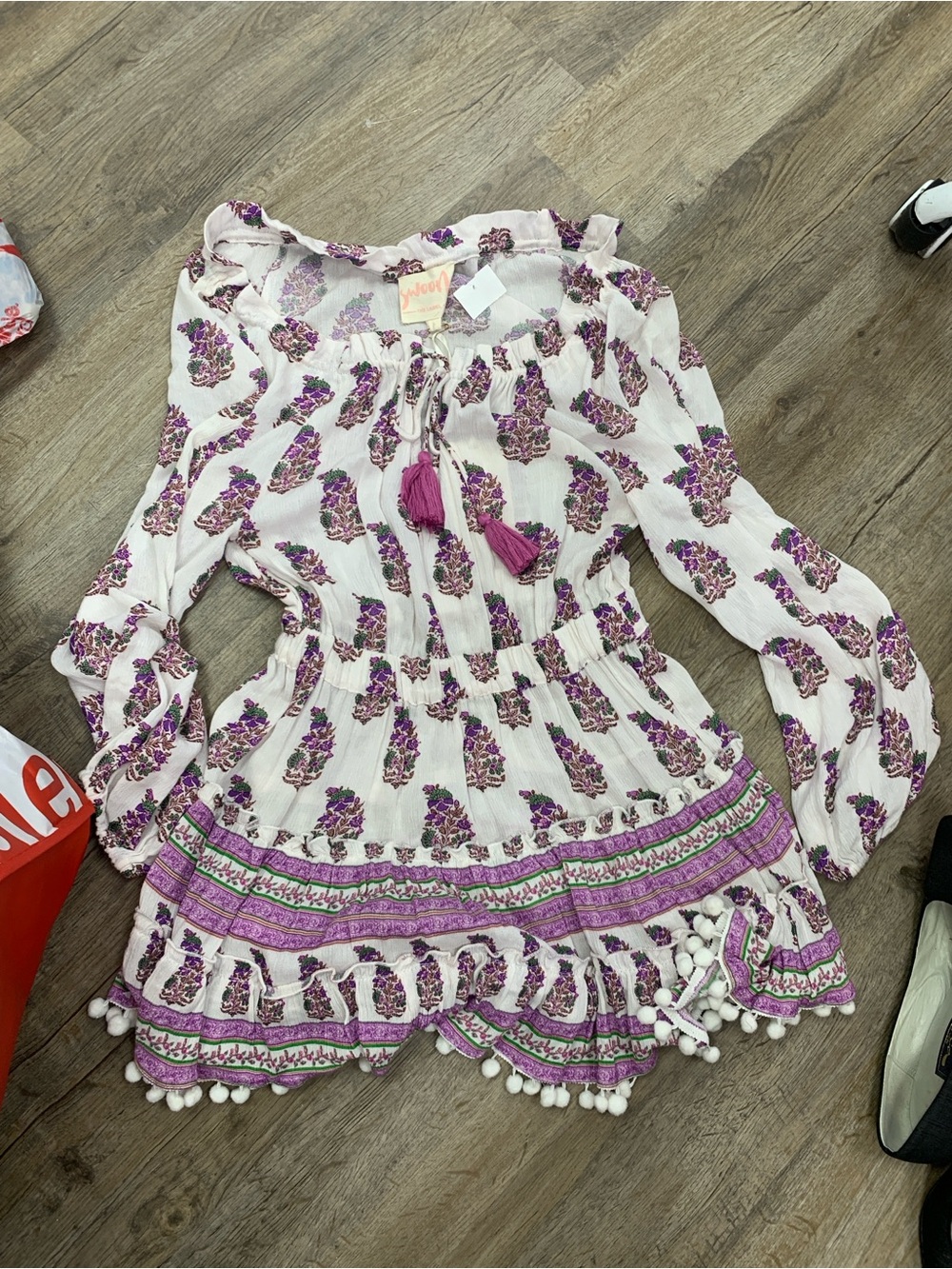 Swoon Boutique White and Purple Long Sleeve Dress NWT